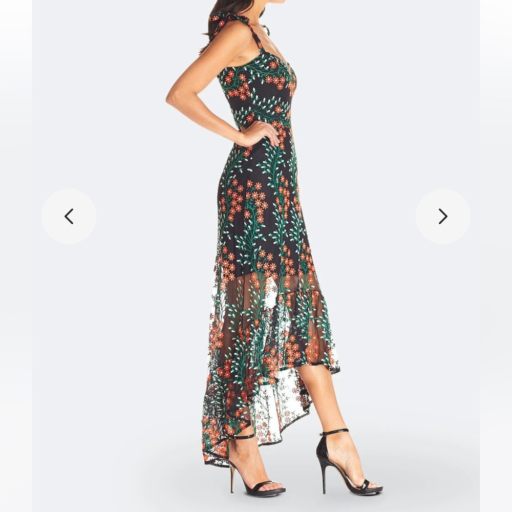Dress the Population Womens Wren Midi Dress Floral Embroidered - Black Multi